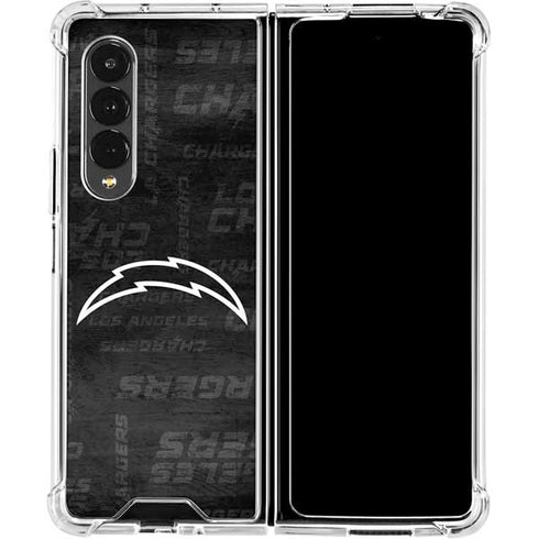 NFL Los Angeles Chargers Black & White Galaxy Z Fold4 5G Clear Case